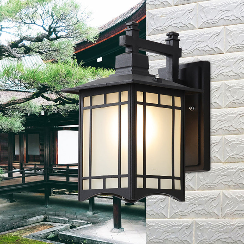 Modern Farmhouse Black/Brass Wall Sconce with Frosted Glass Shade