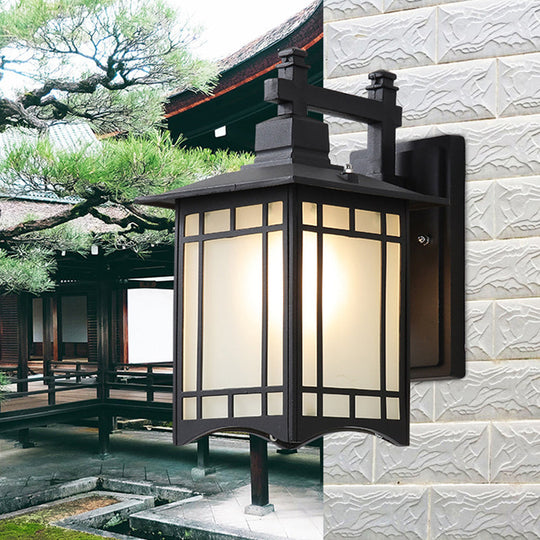 Modern Farmhouse Black/Brass Wall Sconce with Frosted Glass Shade