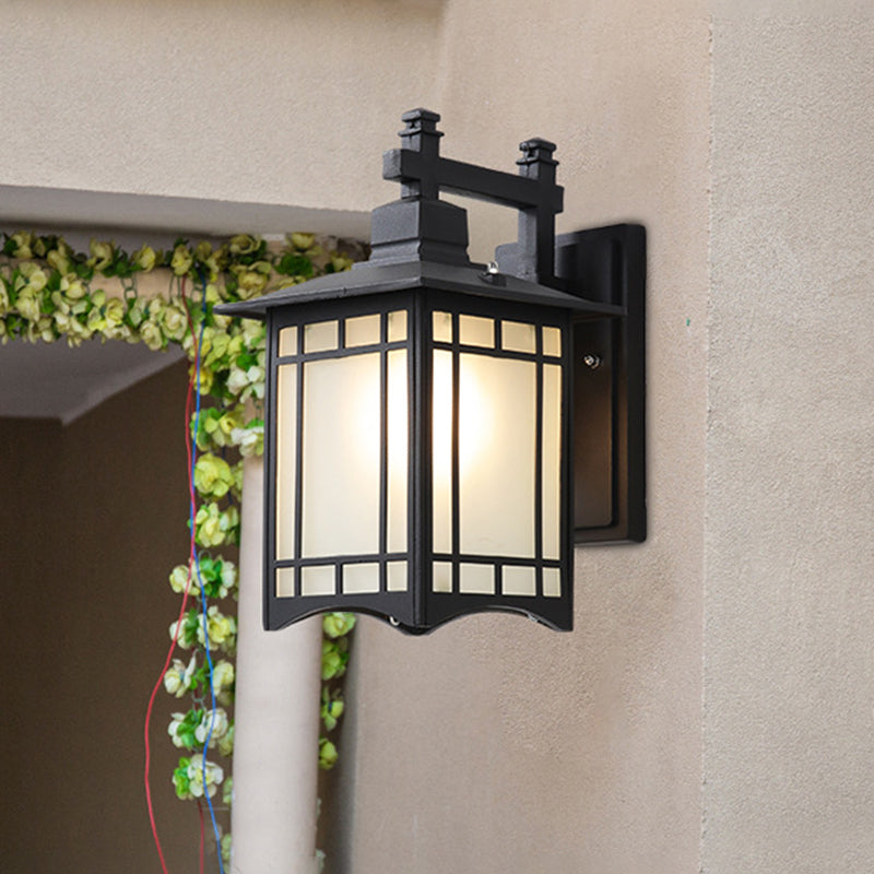 Modern Farmhouse Black/Brass Wall Sconce with Frosted Glass Shade