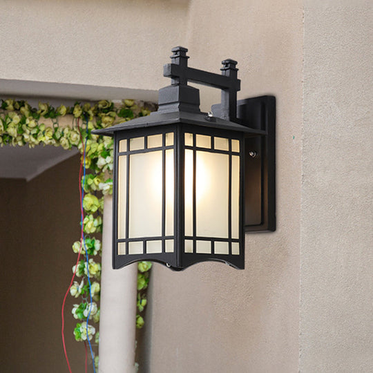Modern Farmhouse Black/Brass Wall Sconce with Frosted Glass Shade