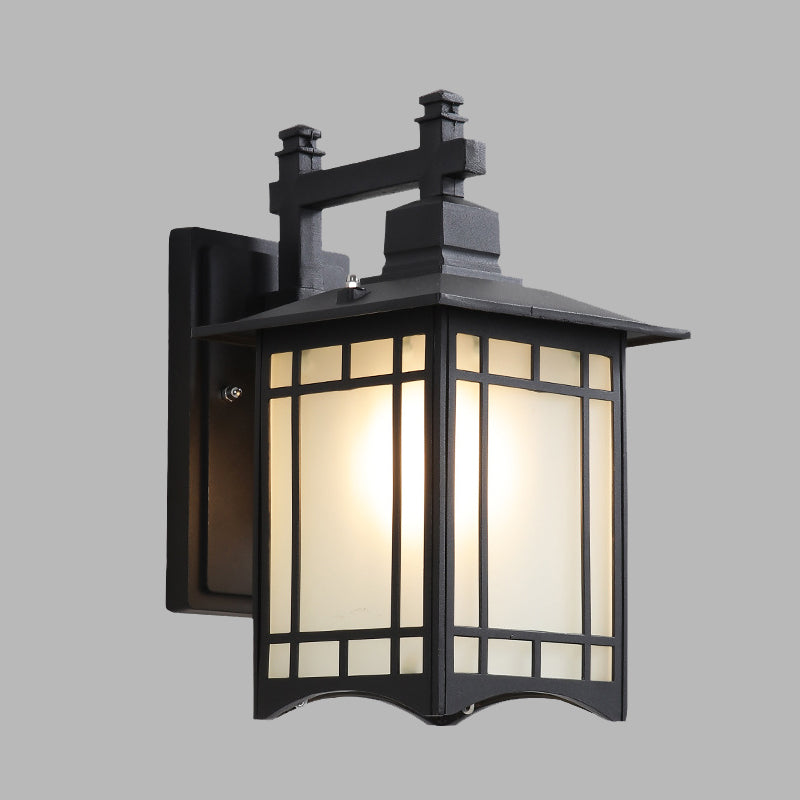 Modern Farmhouse Black/Brass Wall Sconce with Frosted Glass Shade