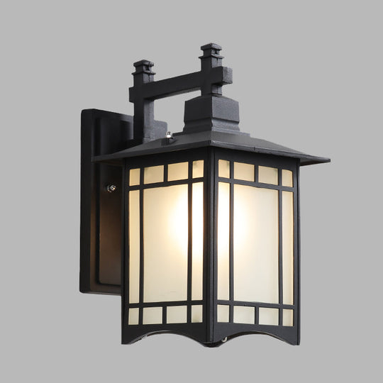 Modern Farmhouse Black/Brass Wall Sconce with Frosted Glass Shade
