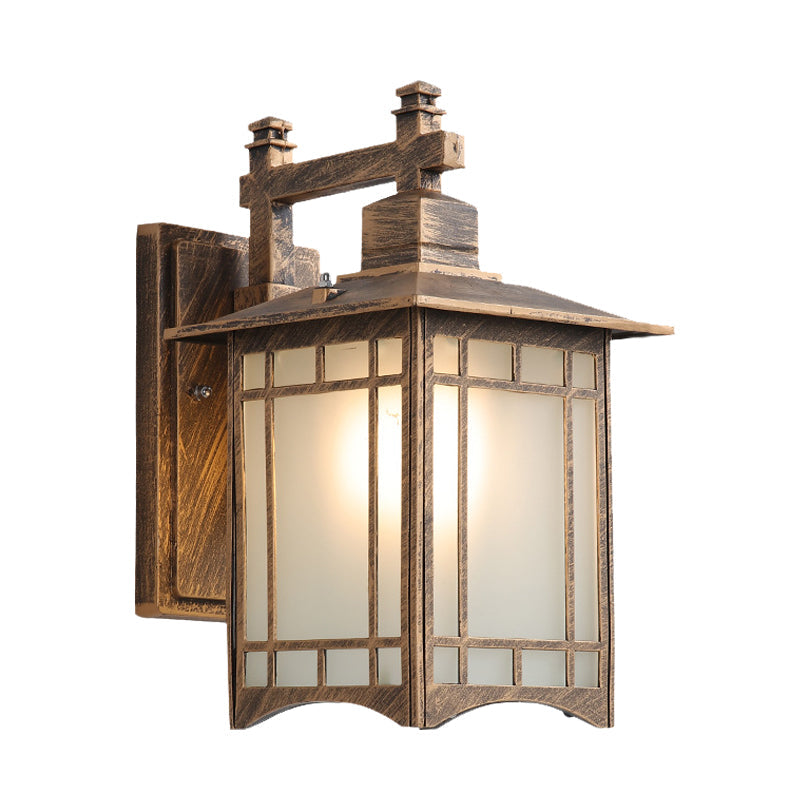 Modern Farmhouse Black/Brass Wall Sconce with Frosted Glass Shade
