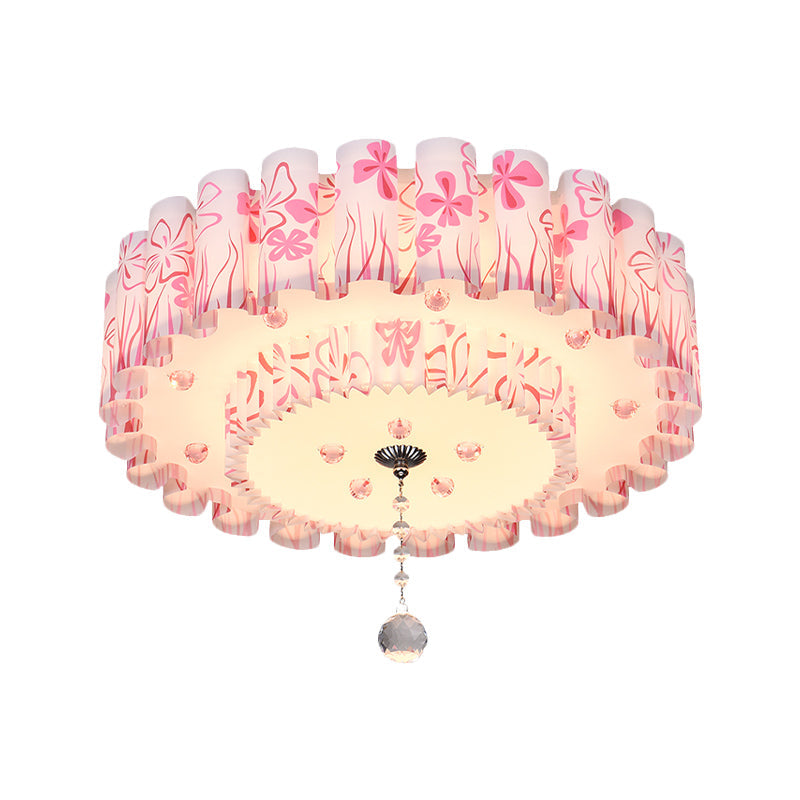 Acrylic Dual-Layered Flushmount Countryside LED Ceiling Lamp for Restaurants with Crystal Ball - Pink/Purple