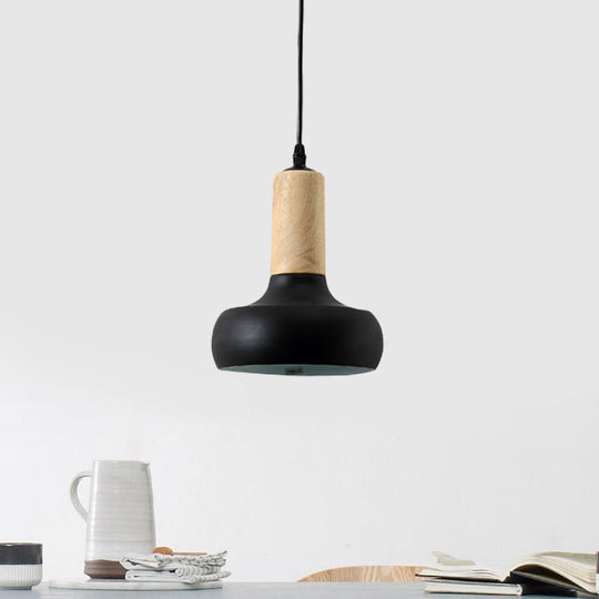 Nordic Iron Urn Pendant - 1 Light Black Finish Ceiling Fixture