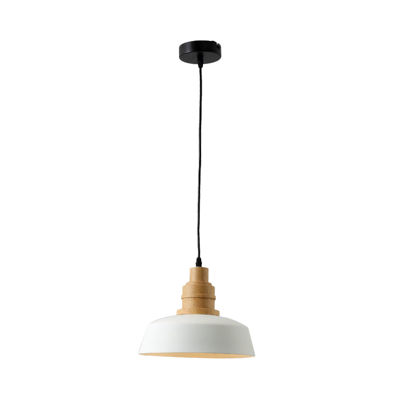 Modern Nordic Restaurant Pendant Ceiling Light with White Finish and Iron Bowl Shade