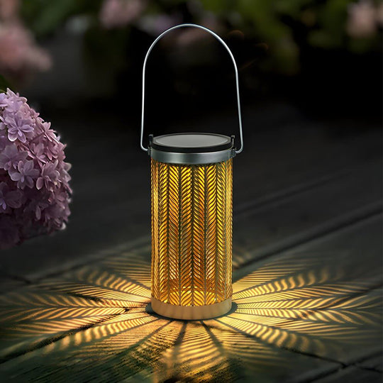 Silver Cutout Solar Powered Portable Hanging Lantern