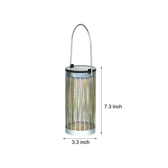 Silver Cutout Solar Powered Portable Hanging Lantern