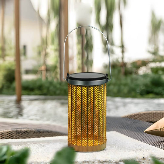 Silver Cutout Solar Powered Portable Hanging Lantern