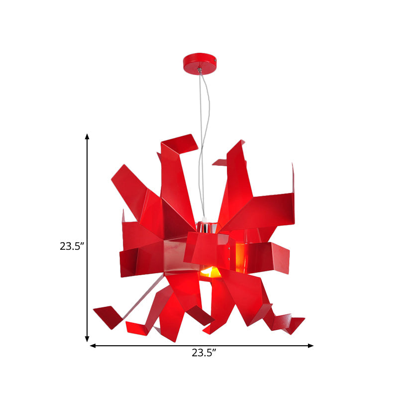 Contemporary Metal Red Pendant Lamp with Abstract Design and 1 Bulb