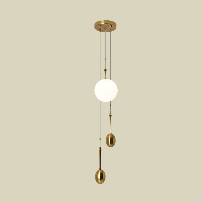 Modern Opal Glass Ball Pendant Light with Gold Modo Deco - Bedside/Ceiling Lamp