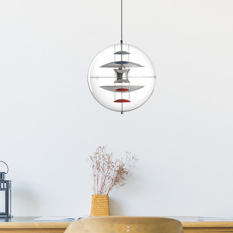 Modernist Clear Acrylic Ball Ceiling Light with Contemporary Disc Deco - White/Gold/Silver