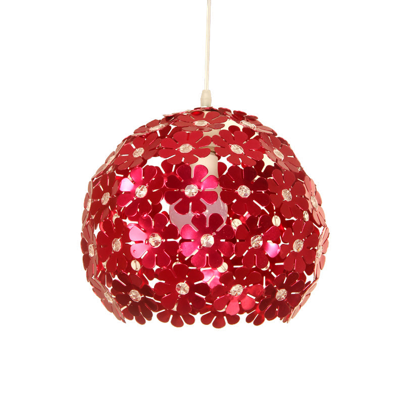 Modernist Domed Pendant Ceiling Lamp - Silver/Purple/Gold with Flower Aluminium Shade