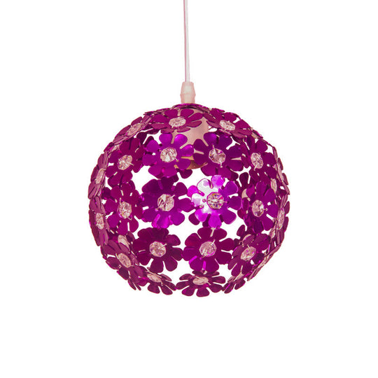 Modernist Domed Pendant Ceiling Lamp - Silver/Purple/Gold with Flower Aluminium Shade