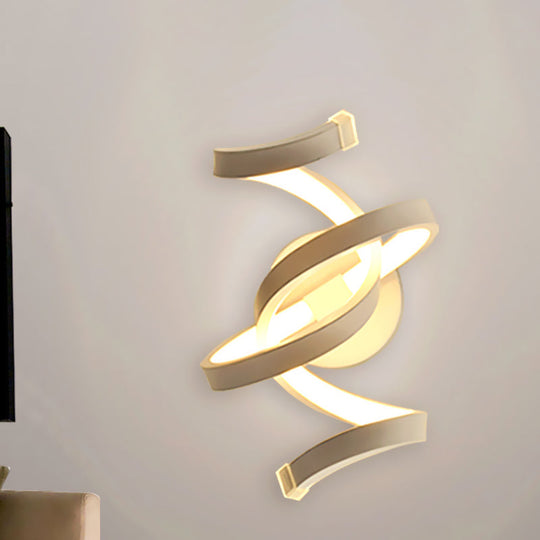 Ivory Ribbon Minimalist LED Wall Light Sconce - Acrylic Mounted Lighting for Bedroom