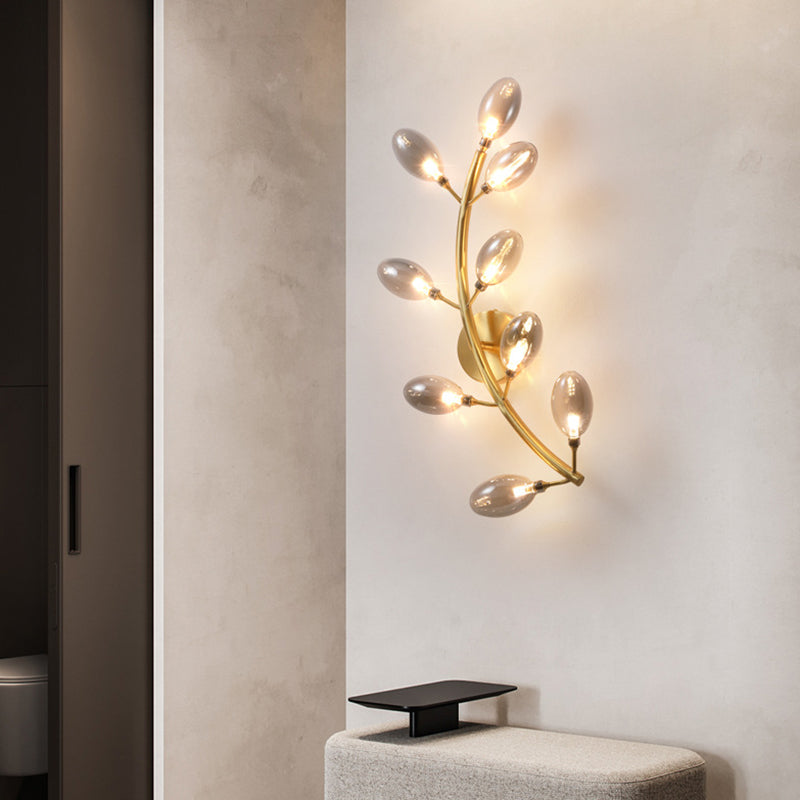 Modernist Gold Grape Wall Sconce Light - 9 Heads Metal Lamp Fixture for Bedside