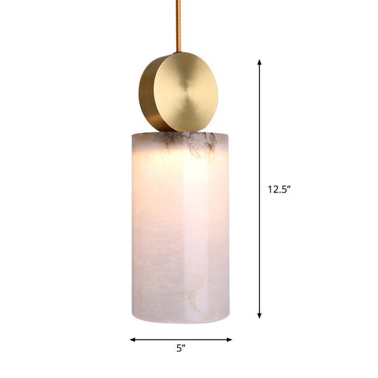 Post Modern Marble Pendant Lamp in White with Gold Top and 1 Head