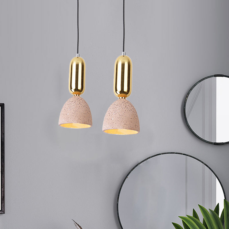 Macaron Pendant Light with Terrazzo Domed Shade in White/Black/Pink for Dining Room Ceiling