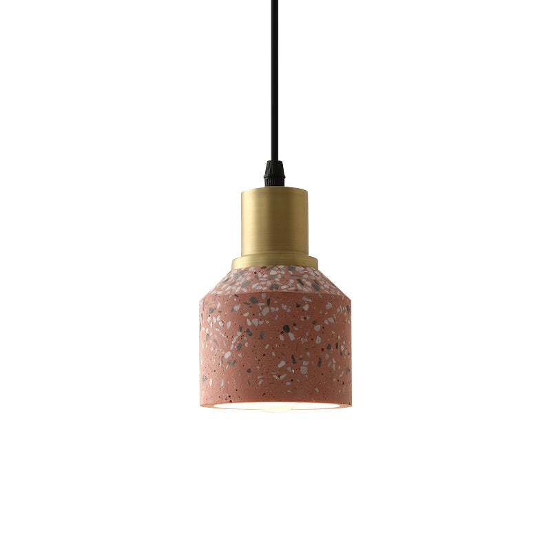 Postmodern Terrazzo Suspended Pendant Lamp - 1 Head, White/Pink & Brass Finish for Coffee Shops