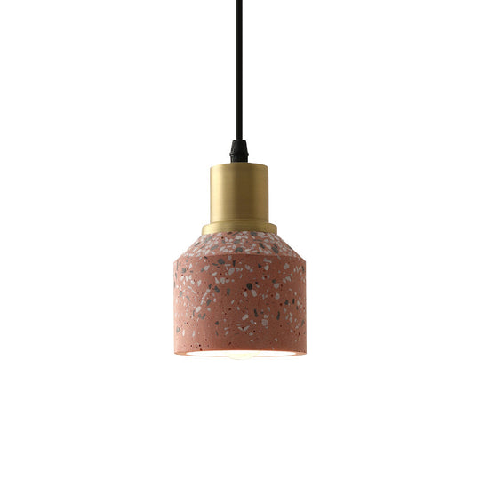 Postmodern Terrazzo Suspended Pendant Lamp - 1 Head, White/Pink & Brass Finish for Coffee Shops