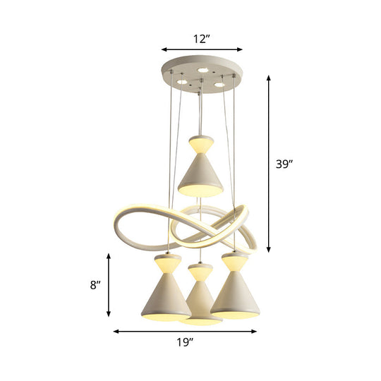 Contemporary 4-Light LED Cluster Pendant with Hourglass Shade for Dining Room