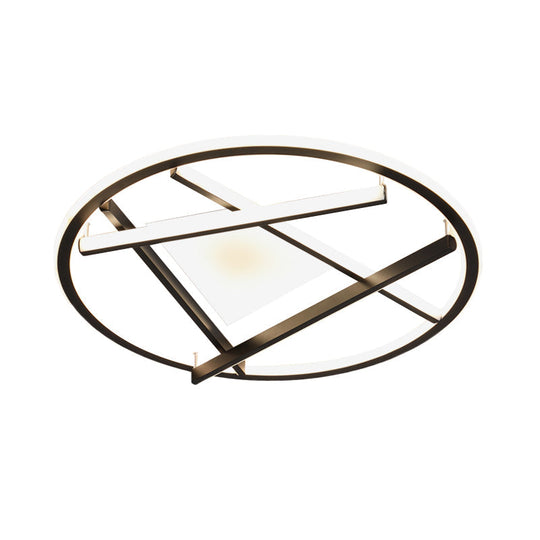 16"/19.5" Acrylic Ring LED Flush Mount Ceiling Light in Black, White/Warm Light