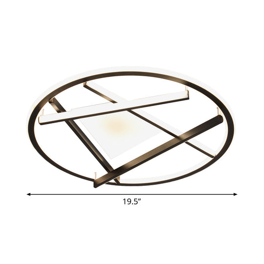 16"/19.5" Acrylic Ring LED Flush Mount Ceiling Light in Black, White/Warm Light