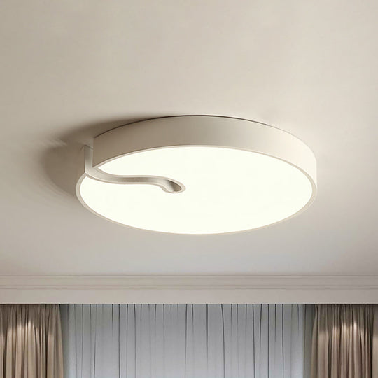 Modern Metallic Drum Flush Mount LED Ceiling Lamp in White/Black - 16"/19.5" Dia
