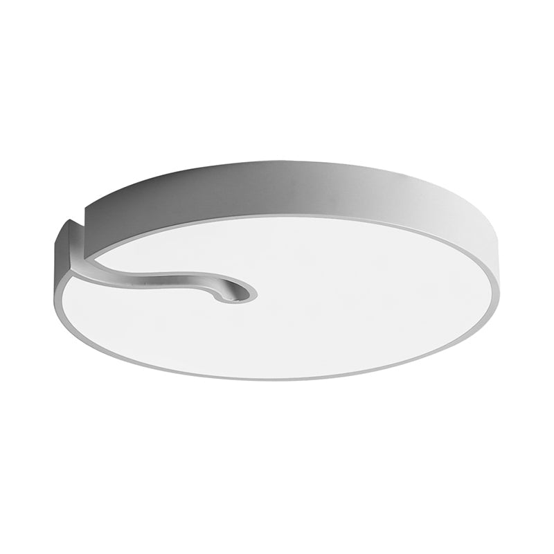 Modern Metallic Drum Flush Mount LED Ceiling Lamp in White/Black - 16"/19.5" Dia
