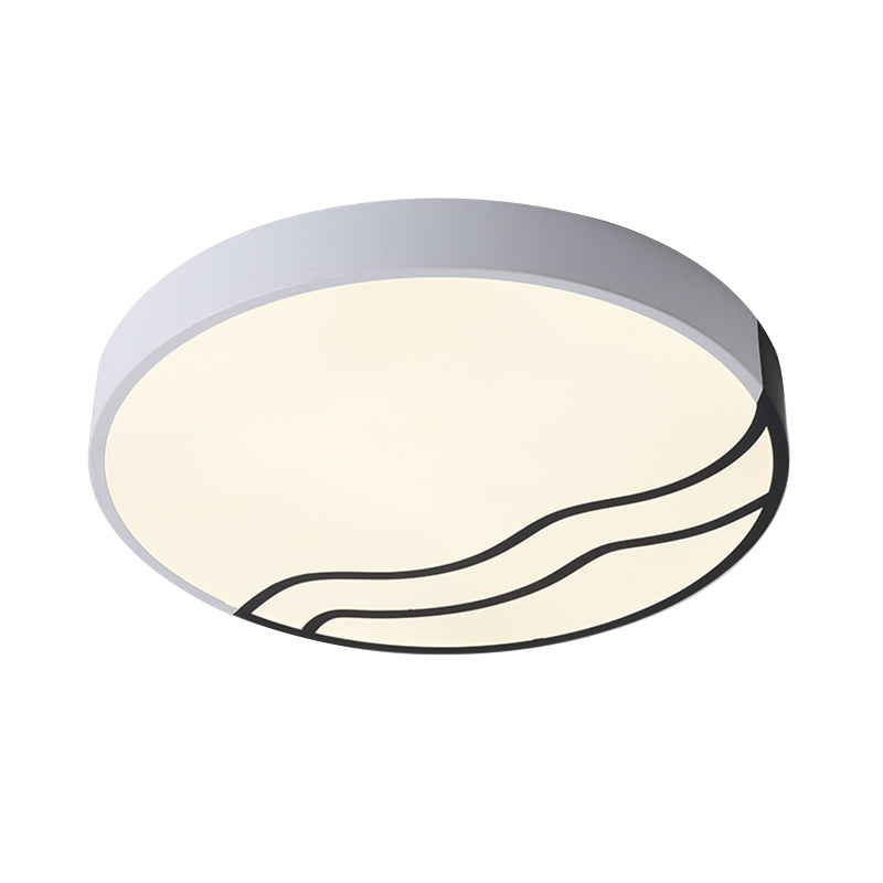 Minimalist LED Bedroom Ceiling Lamp in White/Gold and Black, 16"/14" Diameter
