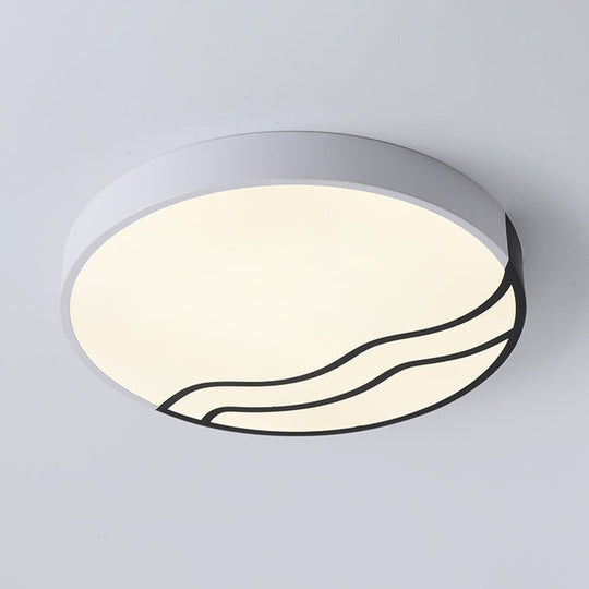 Minimalist LED Bedroom Ceiling Lamp in White/Gold and Black, 16"/14" Diameter