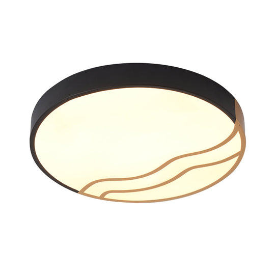 Minimalist LED Bedroom Ceiling Lamp in White/Gold and Black, 16"/14" Diameter