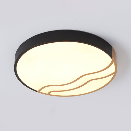 Minimalist LED Bedroom Ceiling Lamp in White/Gold and Black, 16"/14" Diameter