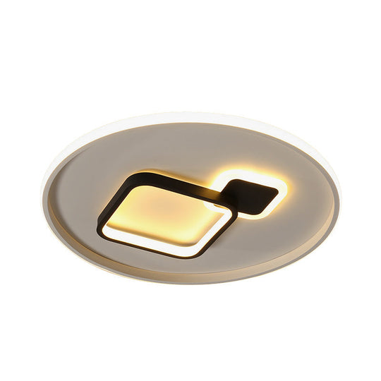 Modern Acrylic LED Flush Mount Light in Black/White and Warm/White, 16"/19.5" W with Halo and Square Design