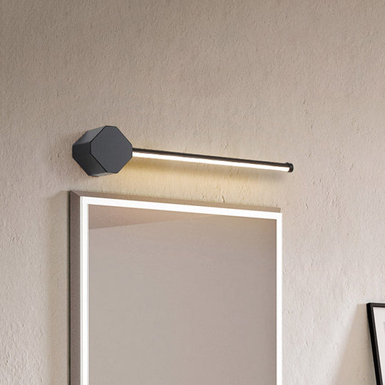 Modern LED Bathroom Sconce with Sleek Black/White Finish, Slim Linear Acrylic Shade - 16"/23.5" Long