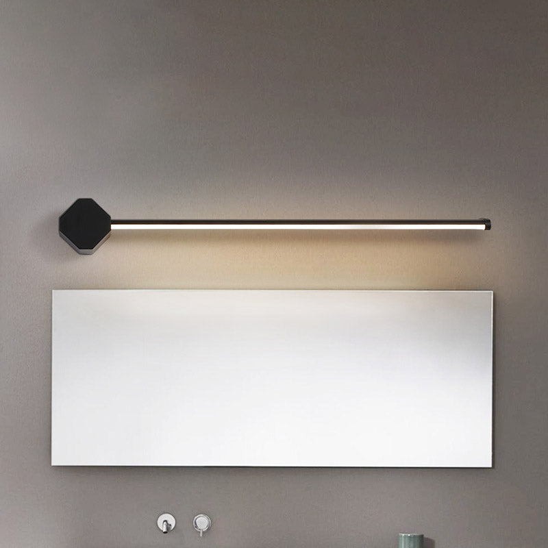 Modern LED Bathroom Sconce with Sleek Black/White Finish, Slim Linear Acrylic Shade - 16"/23.5" Long