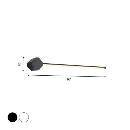 Modern LED Bathroom Sconce with Sleek Black/White Finish, Slim Linear Acrylic Shade - 16"/23.5" Long