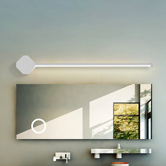 Modern LED Bathroom Sconce with Sleek Black/White Finish, Slim Linear Acrylic Shade - 16"/23.5" Long