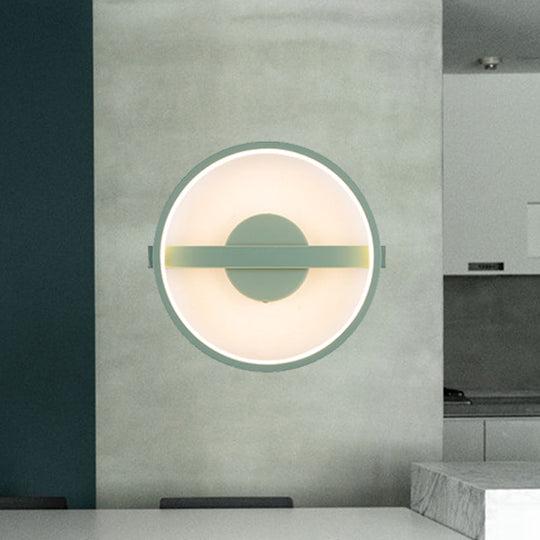 Minimalist LED Acrylic Wall Lamp in Green - White/Warm Light, 12.5"/16.5" Dia