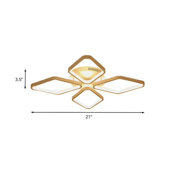 Modern LED White Rhombus Ceiling Flush Mount Light in White/Warm Light, 20"/21" Wide