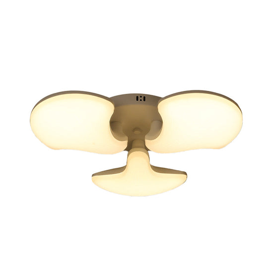 Modern White LED Ceiling Mounted Fixture with 3/5 Heads, Shell Acrylic Shade - 23.5"/27.5" Wide