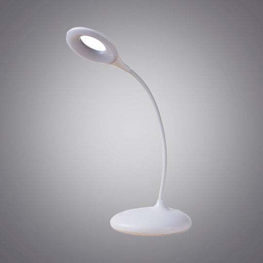 Contemporary LED Circle Desk Lamp - Brown/White Adjustable Table Light for Study