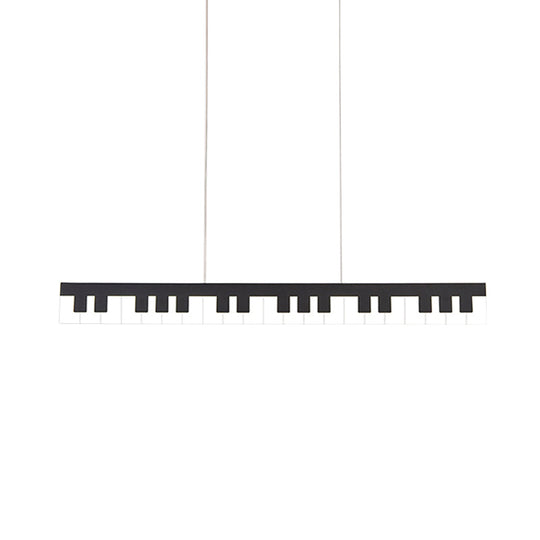 Contemporary LED Acrylic Pendant Ceiling Light in White/Black Piano Key Shape - 3 Light Options