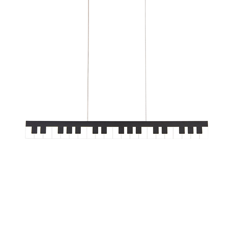 Contemporary LED Acrylic Pendant Ceiling Light in White/Black Piano Key Shape - 3 Light Options