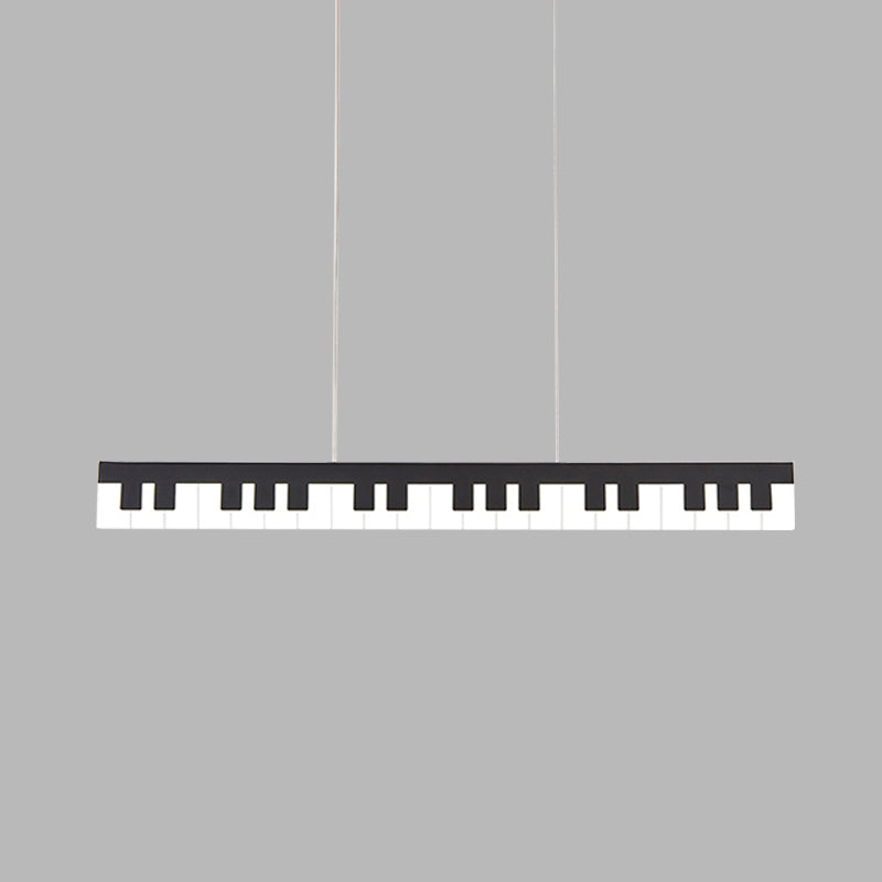 Contemporary LED Acrylic Pendant Ceiling Light in White/Black Piano Key Shape - 3 Light Options
