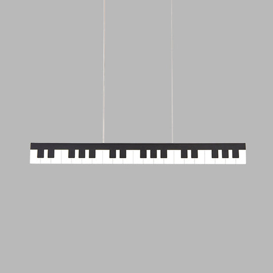 Contemporary LED Acrylic Pendant Ceiling Light in White/Black Piano Key Shape - 3 Light Options