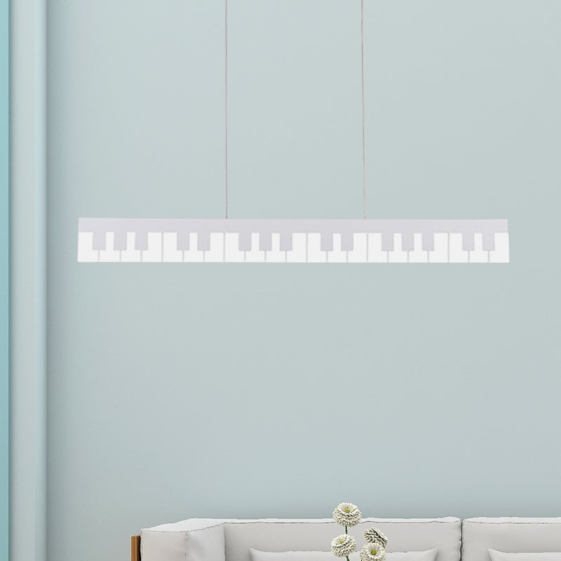 Contemporary LED Acrylic Pendant Ceiling Light in White/Black Piano Key Shape - 3 Light Options