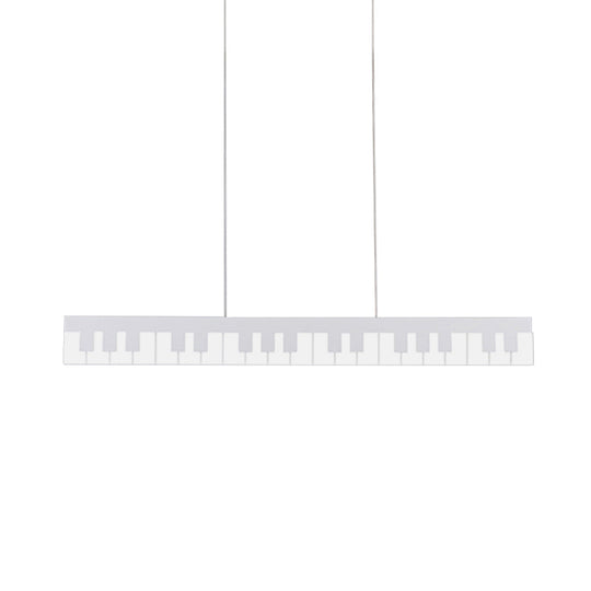 Contemporary LED Acrylic Pendant Ceiling Light in White/Black Piano Key Shape - 3 Light Options
