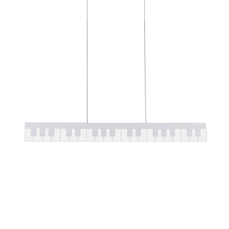 Contemporary LED Acrylic Pendant Ceiling Light in White/Black Piano Key Shape - 3 Light Options
