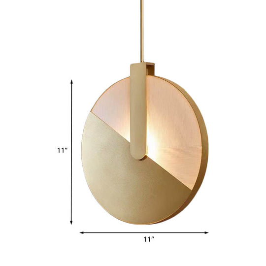 Rotatable Circle Panel LED Ceiling Lamp in White/Warm Light - Modern Aluminum and Brass Design